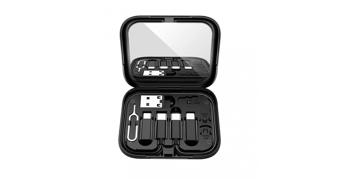 Set Cablu, Adaptoare Micro-USB, Type-C, Lightning, USB - Hoco Treasure Box (U114) - Negru