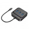 Adaptor USB-C la 3x USB3.0 + RJ45, 0.2m - Hoco Easy Link (HB35) - Negru