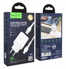 Incarcator Priza USB-A, 10W, 2.4A + Cablu Type-C - Hoco Ardent (N1) - Alb