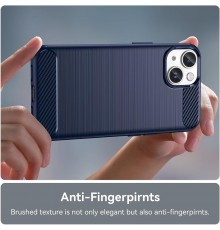 Husa pentru iPhone 15 - Techsuit Carbon Silicone - Albastra