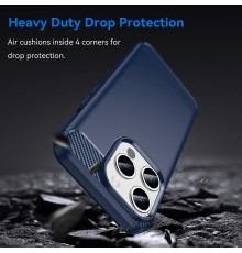 Husa pentru iPhone 15 Pro Max - Techsuit Carbon Silicone - Albastra