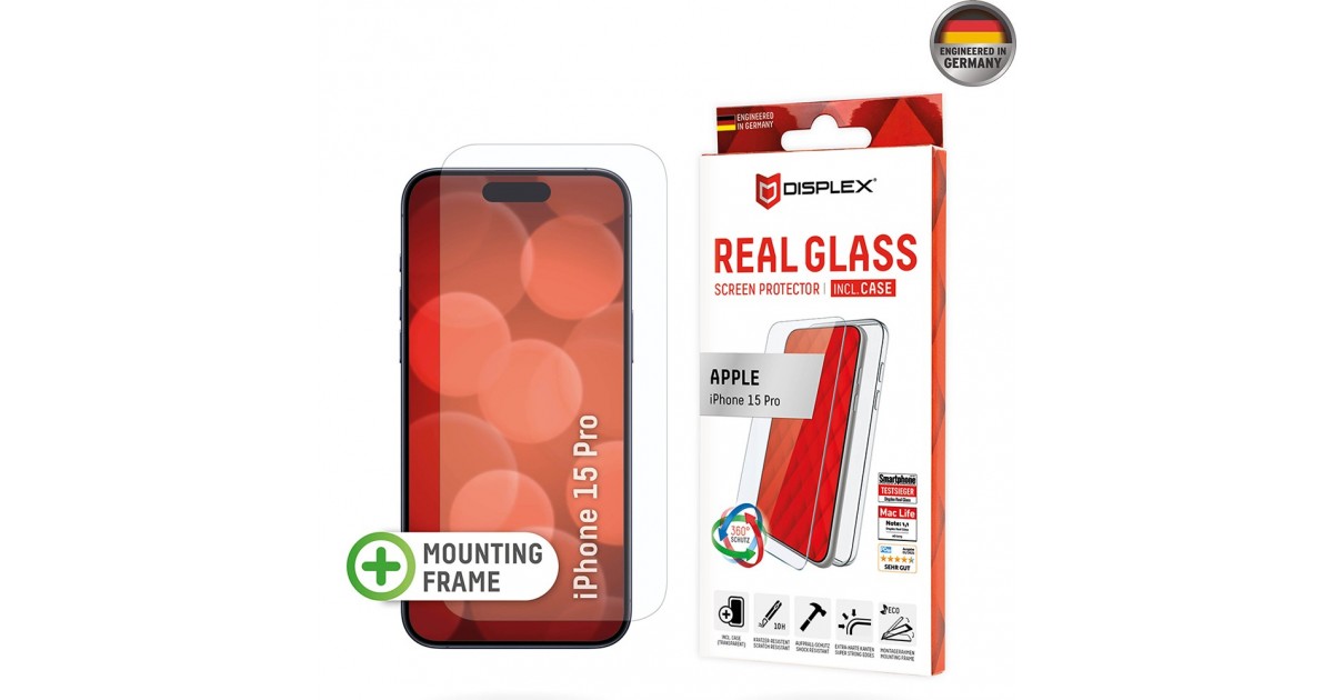 Folie pentru iPhone 15 Pro - Displex Real Glass + Case - Clear