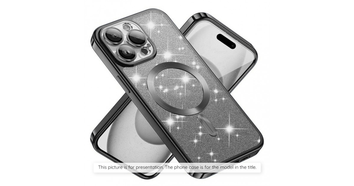 Husa pentru iPhone 15 Pro Max - Techsuit Luxury Glitter MagSafe - Neagra