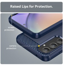 Husa pentru Samsung Galaxy A35 5G - Techsuit Carbon Silicone - Albastra