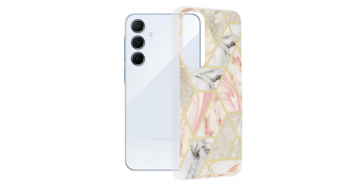 Husa pentru Samsung Galaxy A55 5G - Techsuit Marble Series - Roz Hex