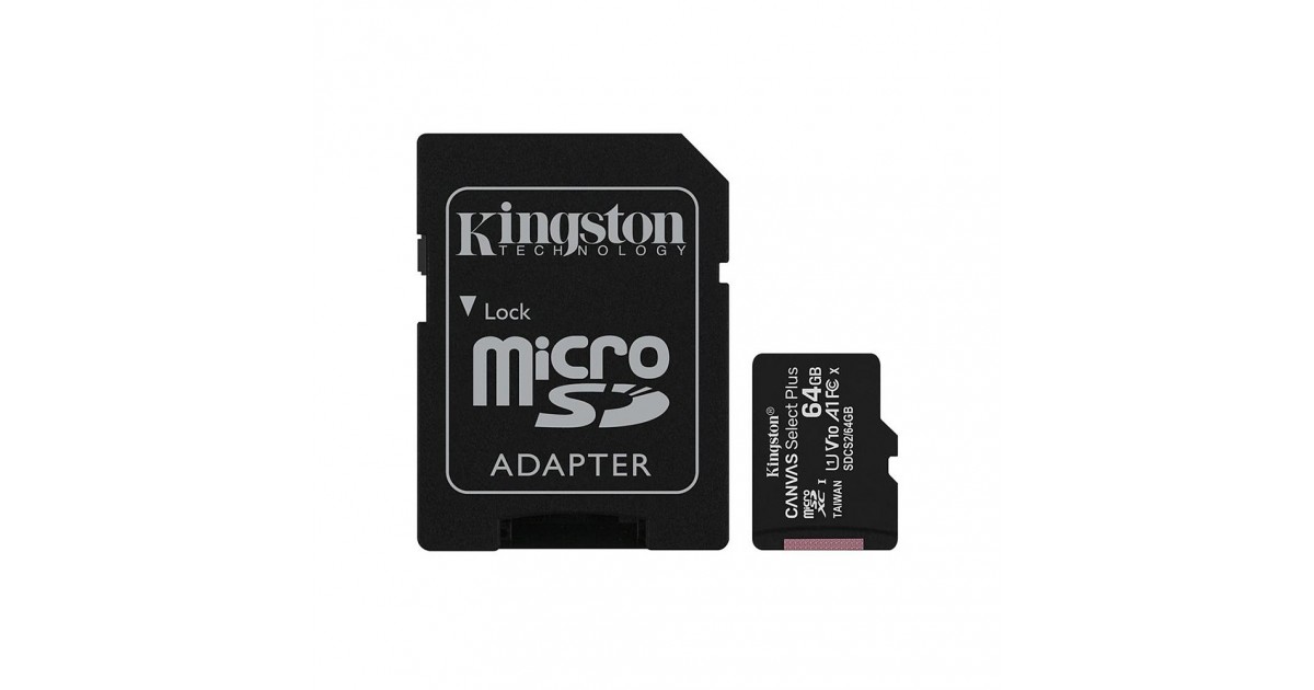 Card de Memorie cu Adaptor, 64GB - Kingston Canvas Select Plus (SDCS2/64GB) - Negru