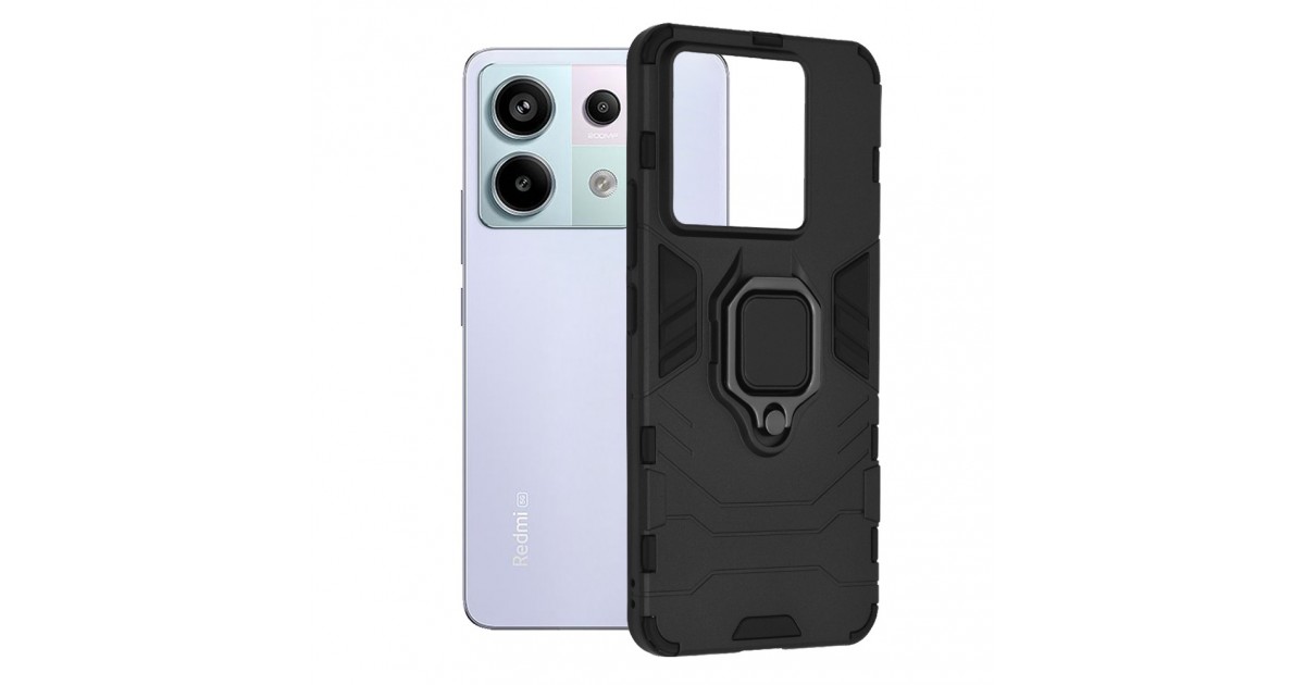 Husa pentru Xiaomi Redmi Note 13 Pro 5G / Poco X6 - Armor Ring Hybrid - Neagra