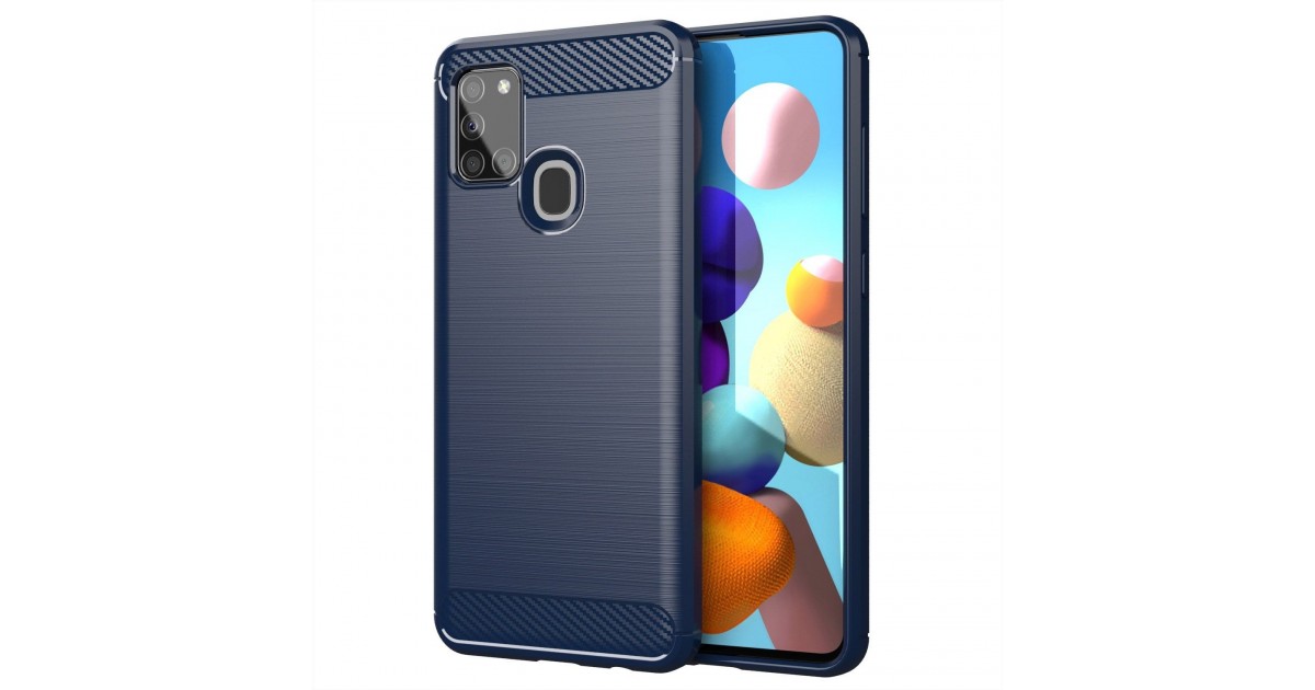 Husa Tpu Carbon Fibre pentru Samsung Galaxy A21s, Midnight Blue