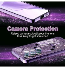 Husa pentru iPhone 15 - Techsuit Luxury Glitter MagSafe - Deep Albastra