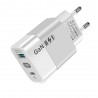 Incarcator Priza GaN, USB, Type-C, 65W - Techsuit (CHPD131) - Alb