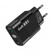 Incarcator Priza GaN, USB, Type-C, 65W - Techsuit (CHPD131) - Negru