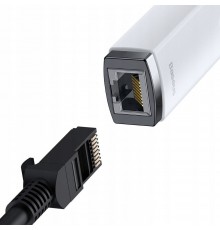 Adaptor USB-C la RJ45 Lan Port, 100Mbps - Baseus Lite Series (WKQX000202) - Alb