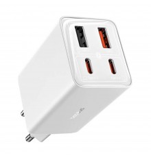 Incarcator pentru Priza 2x USB, 2x Type-C, 65W + Cablu Type-C la Type-C - Baseus (P10162701213-00) - Alb