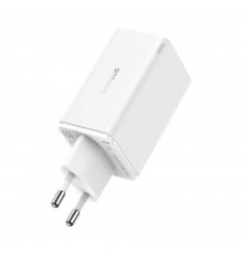 Incarcator pentru Priza 2x USB, 2x Type-C, 65W + Cablu Type-C la Type-C - Baseus (P10162701213-00) - Alb