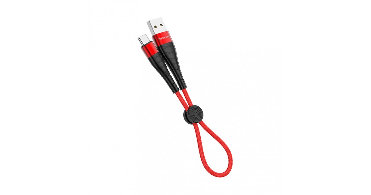 Cablu de date - Borofone Munificent - Usb Type-C, 3A, 25cm, Rosu