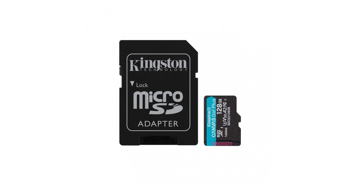 Card de Memorie cu Adaptor, 128GB - Kingston Canvas Go Plus (SDCG3/128GB) - Negru