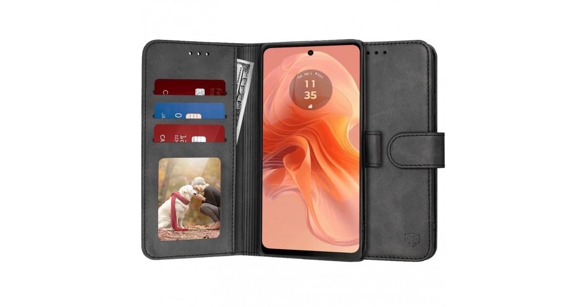 Husa pentru Motorola Moto G04 / Moto G04s / Moto G24 / Moto E14 - Techsuit Diary Book - Neagra