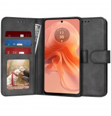 Husa pentru Motorola Moto G04 / Moto G04s / Moto G24 / Moto E14 - Techsuit Leather Folio - Neagra