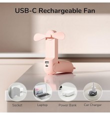 Ventilator Portabil 2000mAH, USB - JisuLife (F8) - Roz