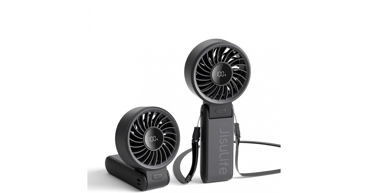 Ventilator Portabil 3600mAh cu Display Digital  - JisuLife (Life7) - Negru