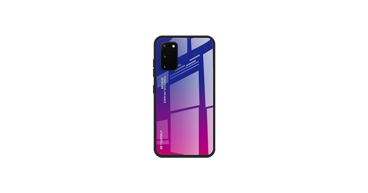 Husa Samsung Galaxy A41 - Gradient Glass, Albastru cu Violet