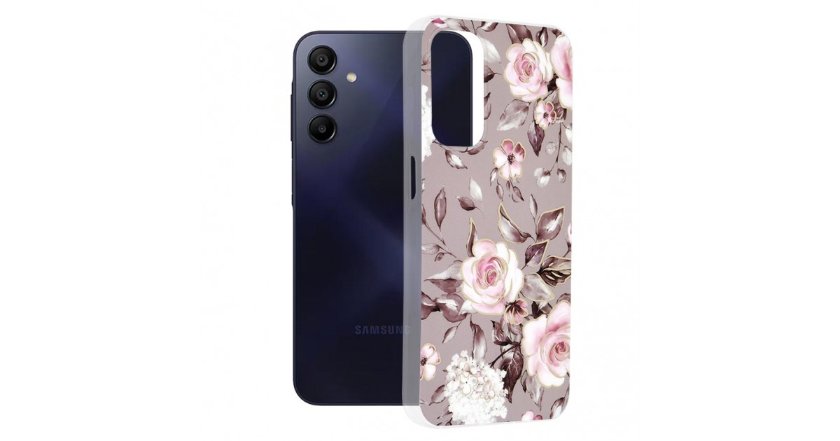 Husa pentru Samsung Galaxy A15 4G / A15 5G - Techsuit Marble Series - Bloom of Ruth Gray