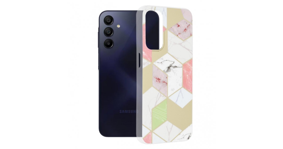 Husa pentru Samsung Galaxy A15 4G / A15 5G - Techsuit Marble Series - Mov Hex