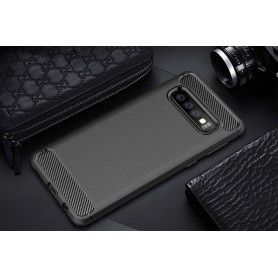 Husa Tpu Carbon Fibre pentru Samsung Galaxy S10, Neagra