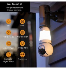 Camera de Supraveghere Wi-Fi, cu Detectare Rapida si Notificari - Imou Ranger Bulb Cam (IPC-S6DP-5M0WEB-E27) - Alb