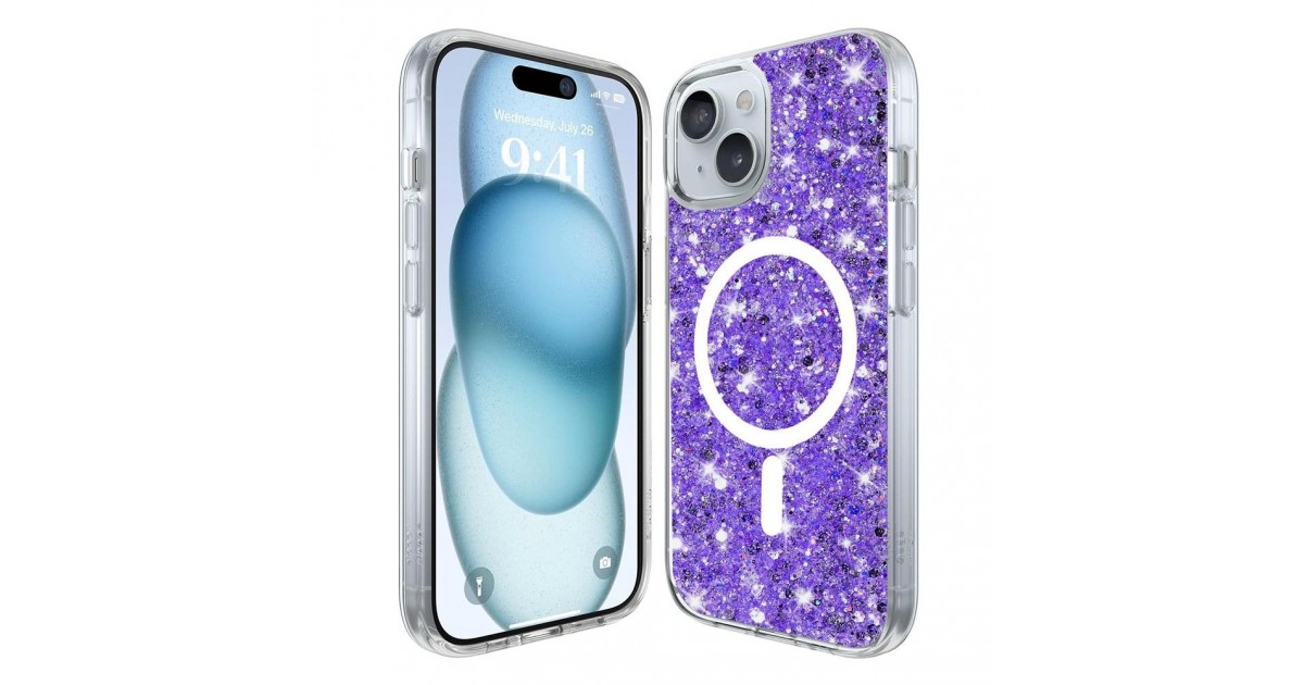 Husa pentru iPhone 15 Plus - Techsuit Sparkly Glitter MagSafe - Mov