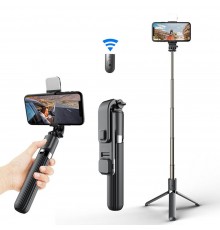 Selfie stick tip trepied cu telecomanda Bluetooth, 101cm, Techsuit S7 - Alb