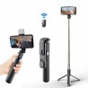 Selfie Stick Stabil Bluetooth, 84cm - Techsuit Remote and Tripod Mount LED (L03S) - Negru