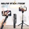 Selfie Stick Stabil Bluetooth, 84cm - Techsuit Remote and Tripod Mount LED (L03S) - Negru