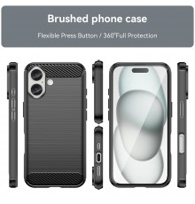 Husa pentru iPhone 16 - Techsuit Carbon Silicone - Neagra