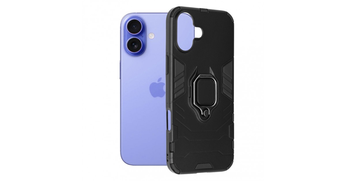 Husa pentru iPhone 16 - Armor Ring Hybrid - Neagra