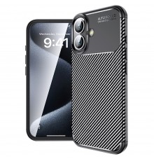 Husa pentru iPhone 16 - Techsuit Carbon Silicone - Neagra