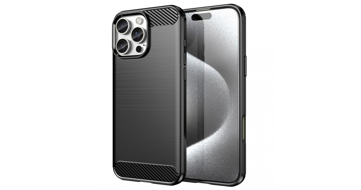 Husa pentru iPhone 16 Pro - Techsuit Carbon Silicone - Neagra