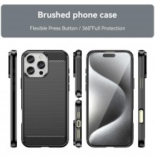 Husa pentru iPhone 16 Pro - Techsuit Carbon Silicone - Neagra