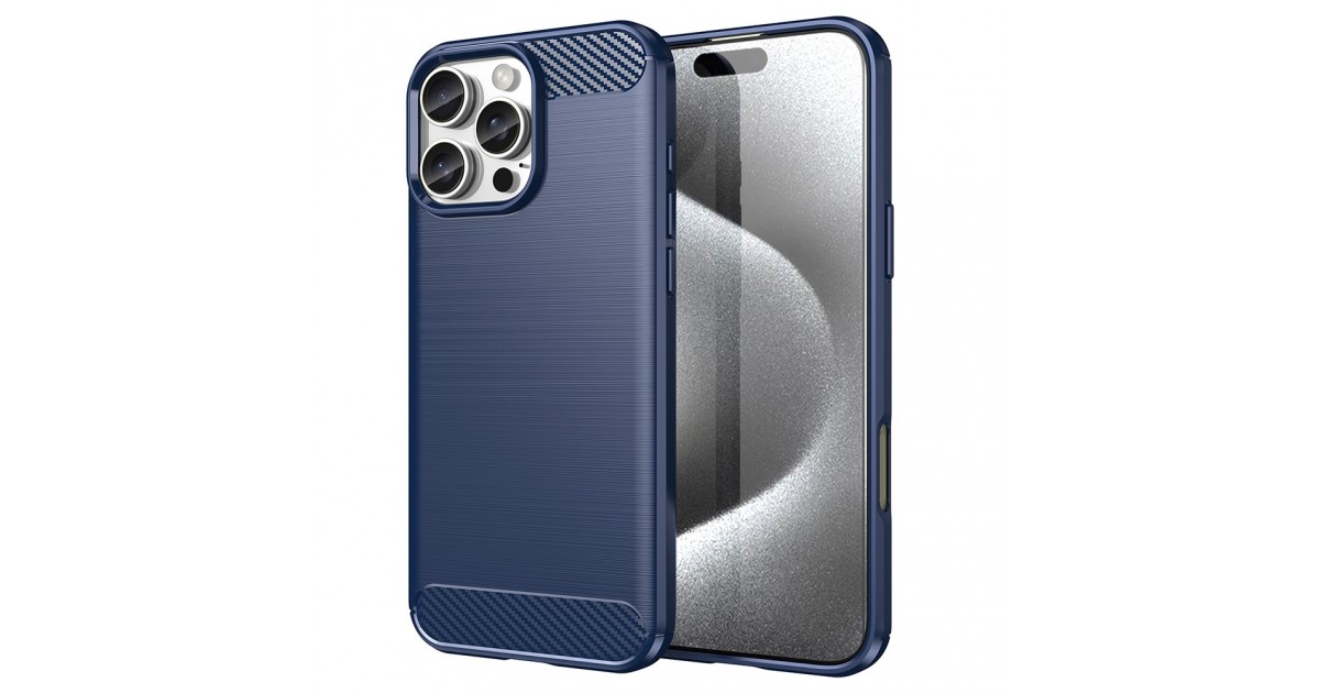 Husa pentru iPhone 16 Pro - Techsuit Carbon Silicone - Albastra