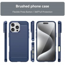 Husa pentru iPhone 16 Pro - Techsuit Carbon Silicone - Albastra