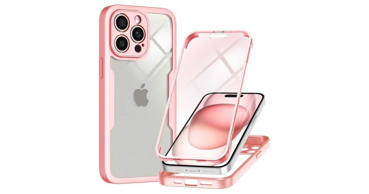 [PACHET 360] - Husa ColorVerse 360 + Folie de protectie -  iPhone 16 Pro  - Roz