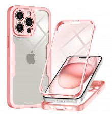 [PACHET 360] - Husa ColorVerse 360 + Folie de protectie -  iPhone 16 Pro  - Roz