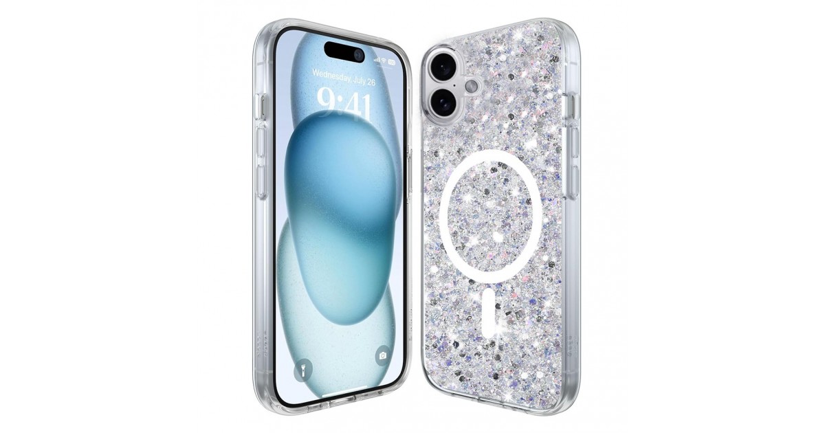 Husa pentru iPhone 16 - Techsuit Sparkly Glitter MagSafe - Alba