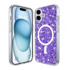 Husa pentru iPhone 16 - Techsuit Sparkly Glitter MagSafe - Mov