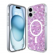 Husa pentru iPhone 16 Plus - Techsuit Luxury Glitter MagSafe - Argintie