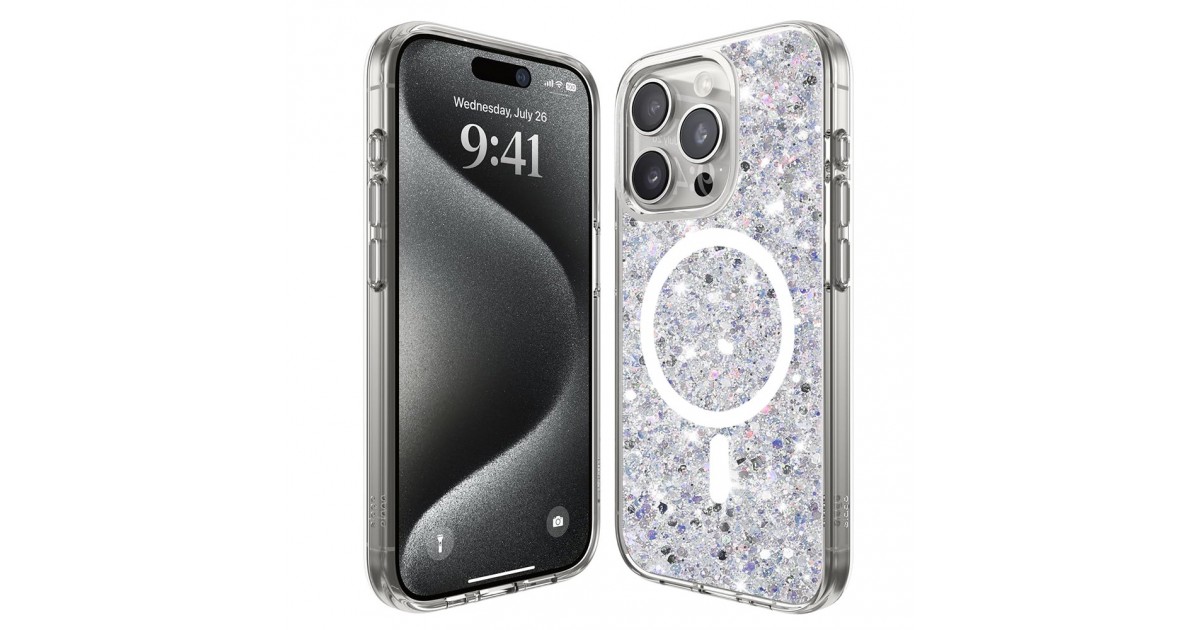 Husa pentru iPhone 16 Pro - Techsuit Sparkly Glitter MagSafe - Alba