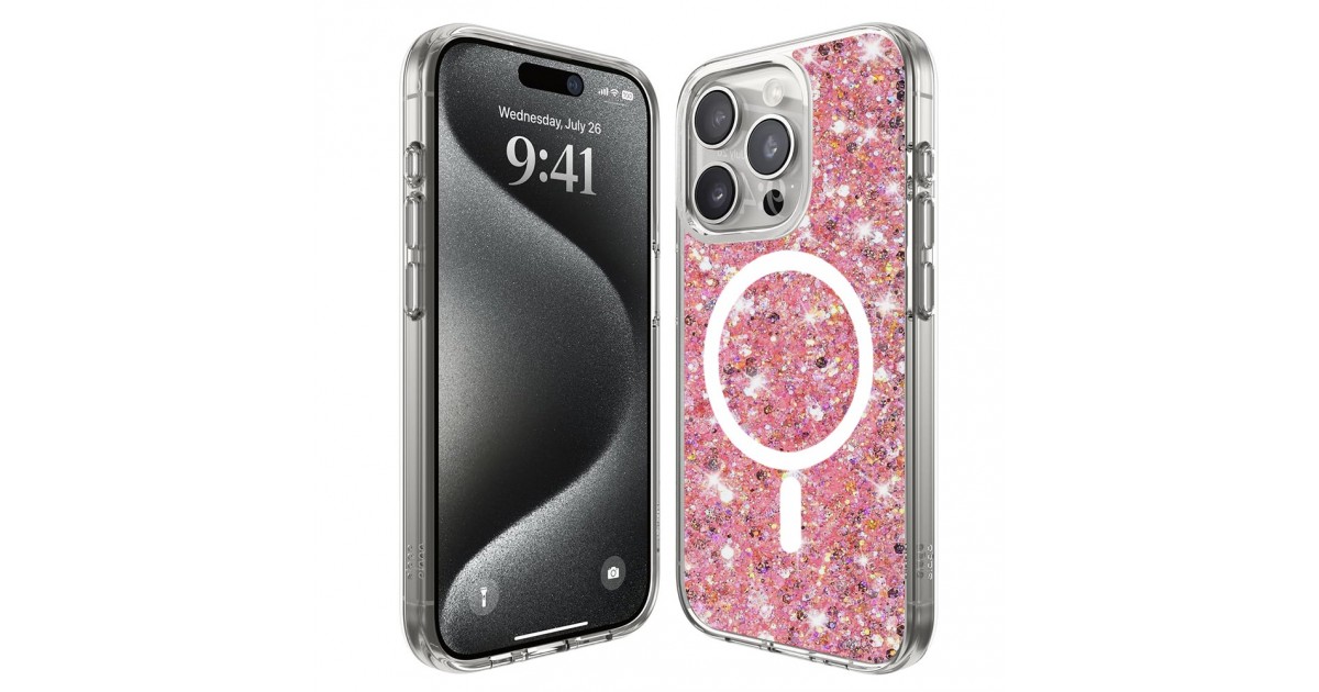 Husa pentru iPhone 16 Pro - Techsuit Sparkly Glitter MagSafe - Roz