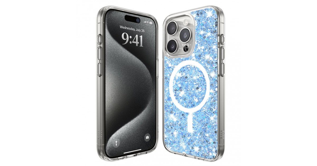 Husa pentru iPhone 16 Pro - Techsuit Sparkly Glitter MagSafe - Albastra