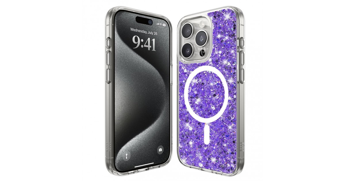 Husa pentru iPhone 16 Pro - Techsuit Sparkly Glitter MagSafe - Mov