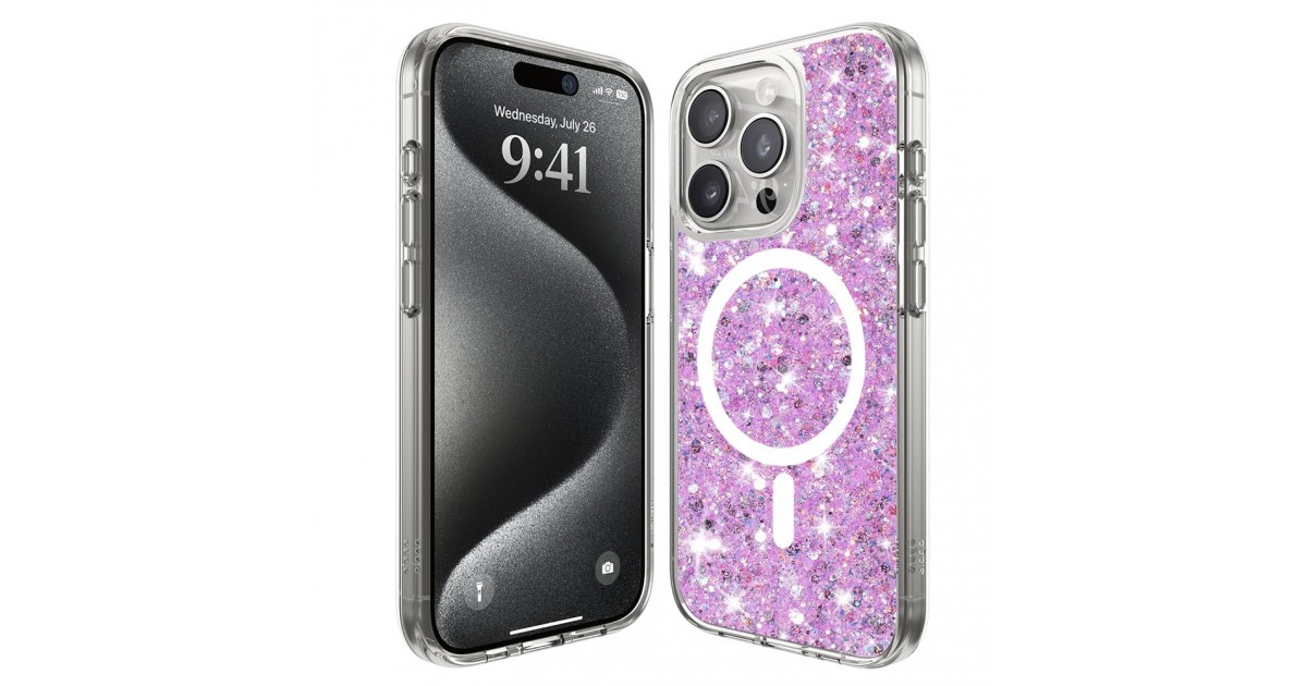 Husa pentru iPhone 16 Pro - Techsuit Sparkly Glitter MagSafe - Magenta